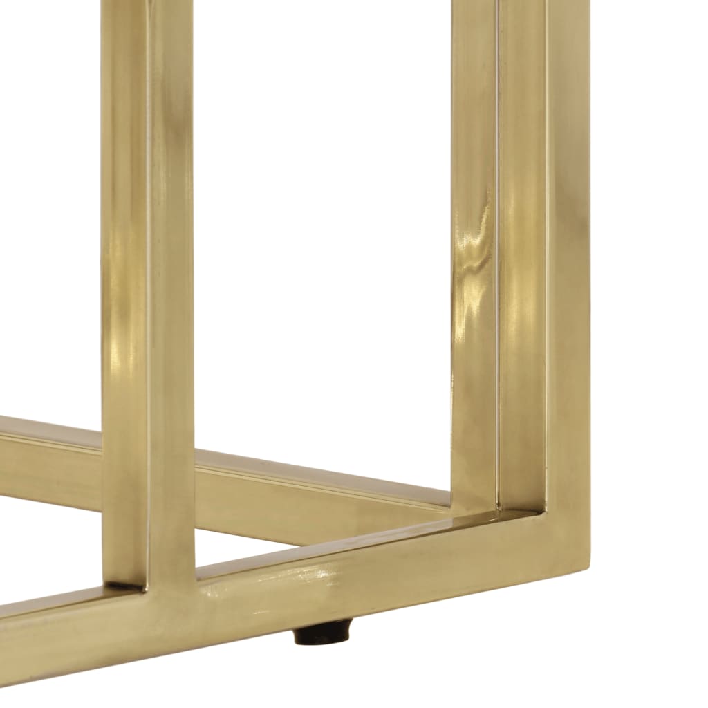 HKH Mesa Consola em Aço Inoxidável e Vidro Temperado - Dourado