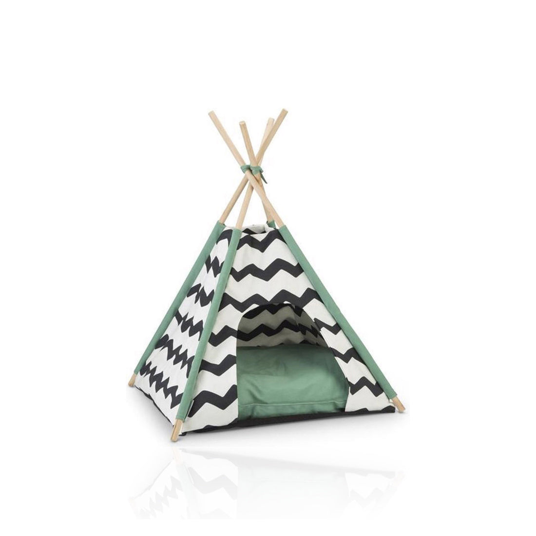 Tenda Tipi para Gato Kioni Preto/Branco Interior Verde