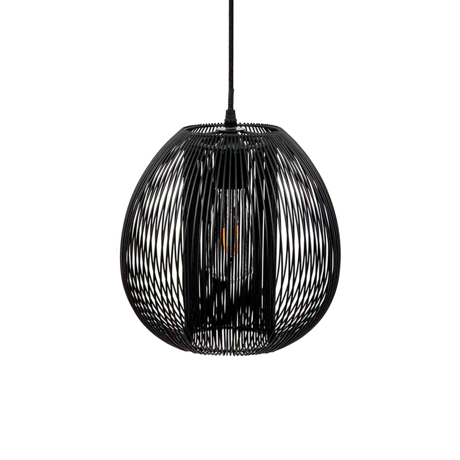 Plafón Metal Alambre Negro Forma Bola
