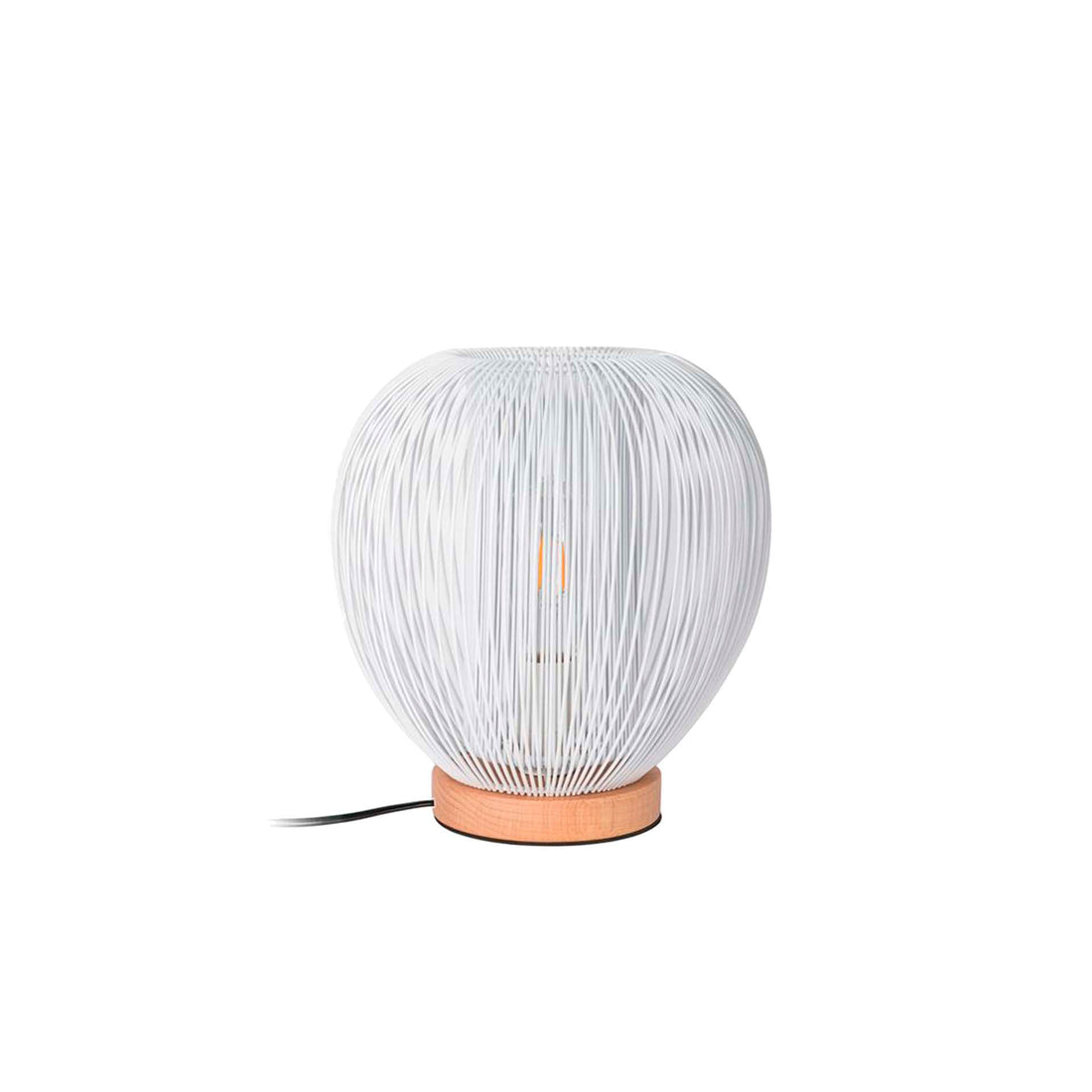 Candeeiro de Mesa Metal Arame Branco Forma de Bola