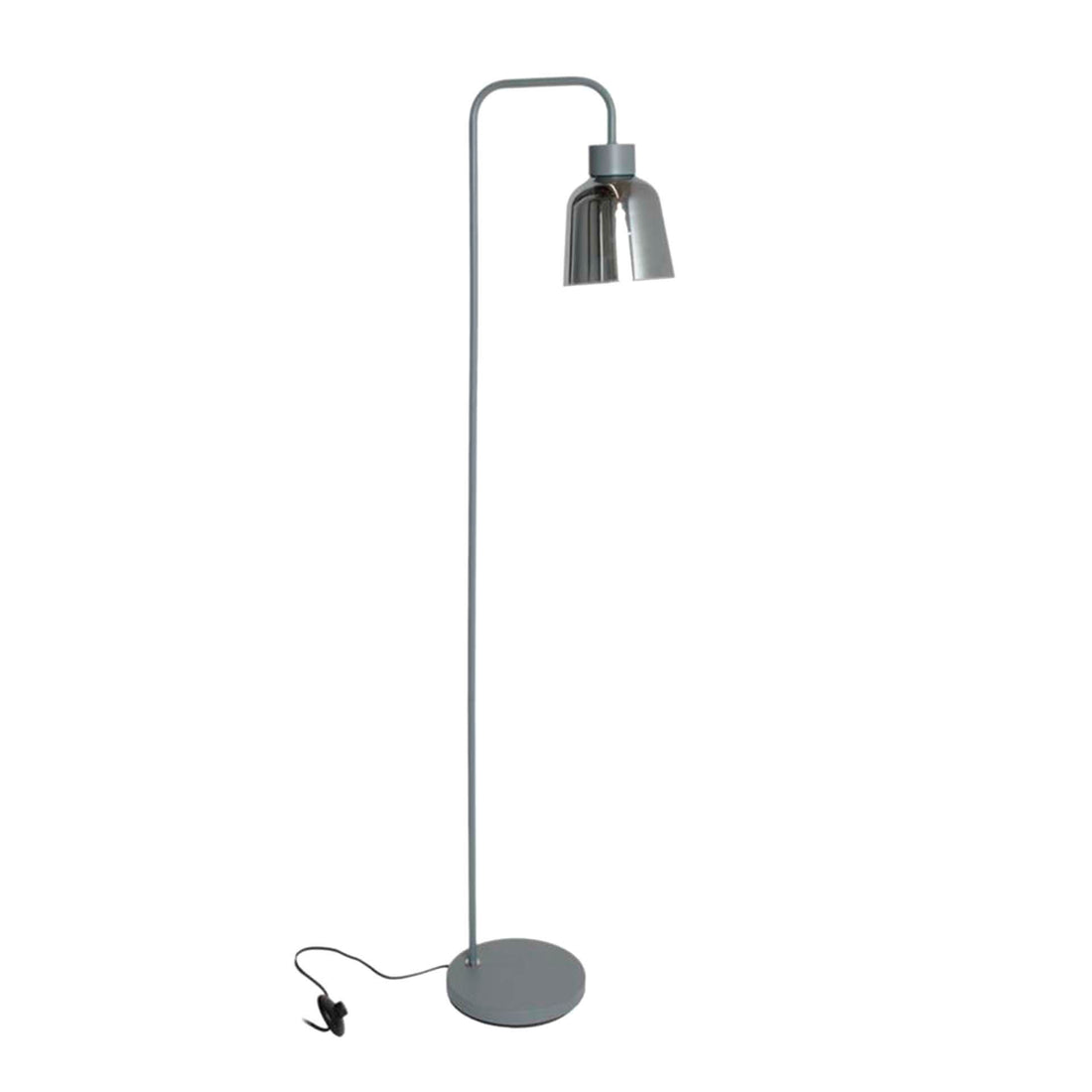 Candeeiro de Pé Cinza Vidro Fumado Forma de Sino 1,36 m