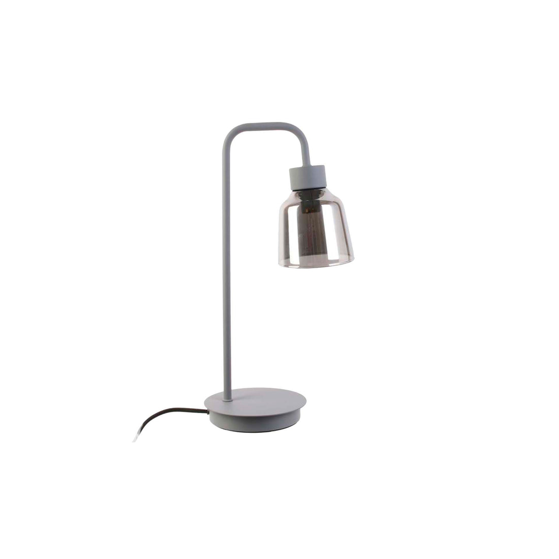 Candeeiro de Mesa Cinza Vidro Fumado Forma de Sino