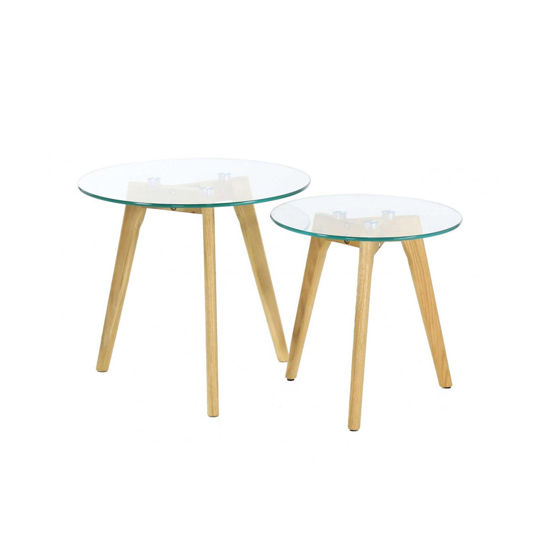 Conjunto 2 Mesas de Apoio Tampo Vidro Redondas