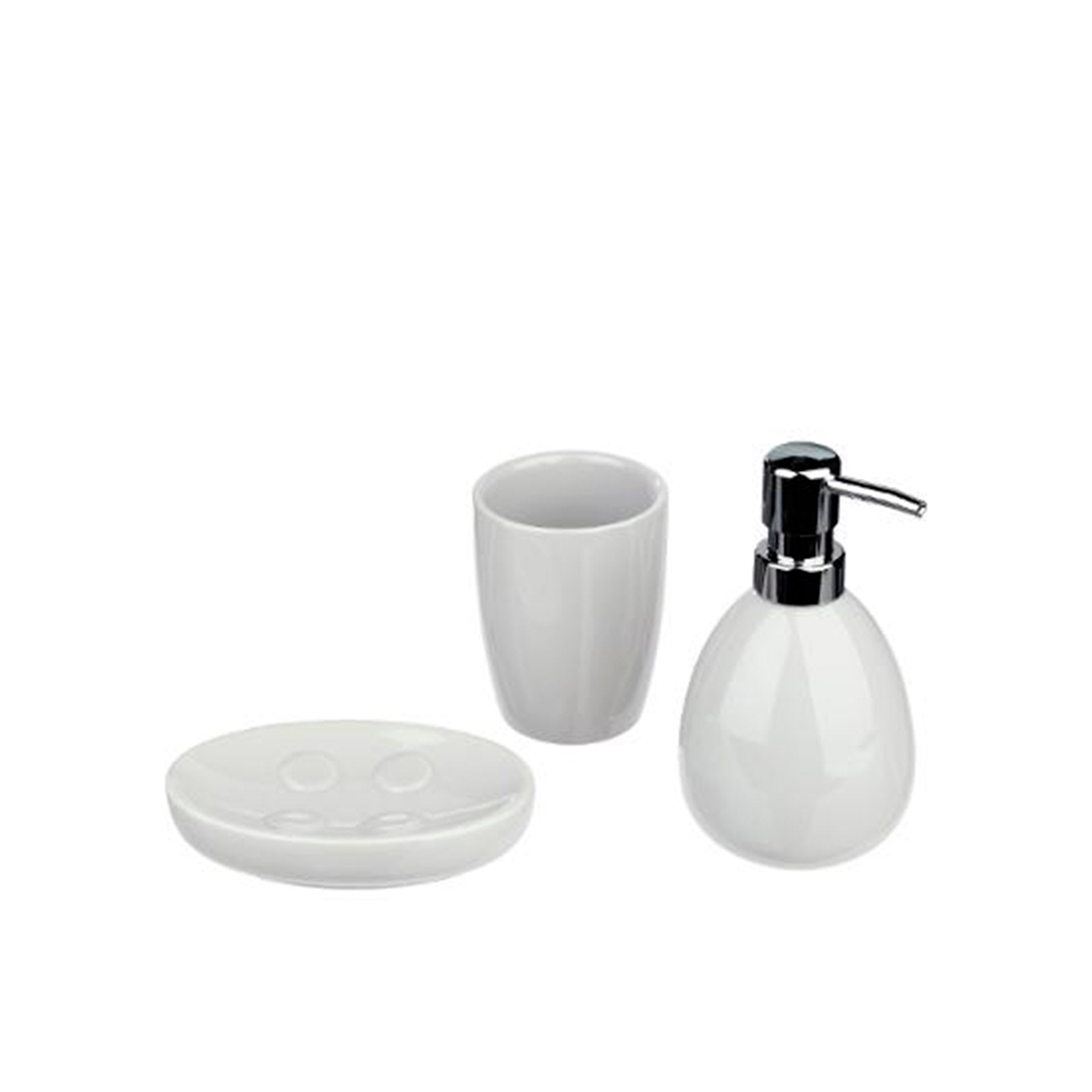 Conjunto 3 Acessórios WC Cerâmica Branco