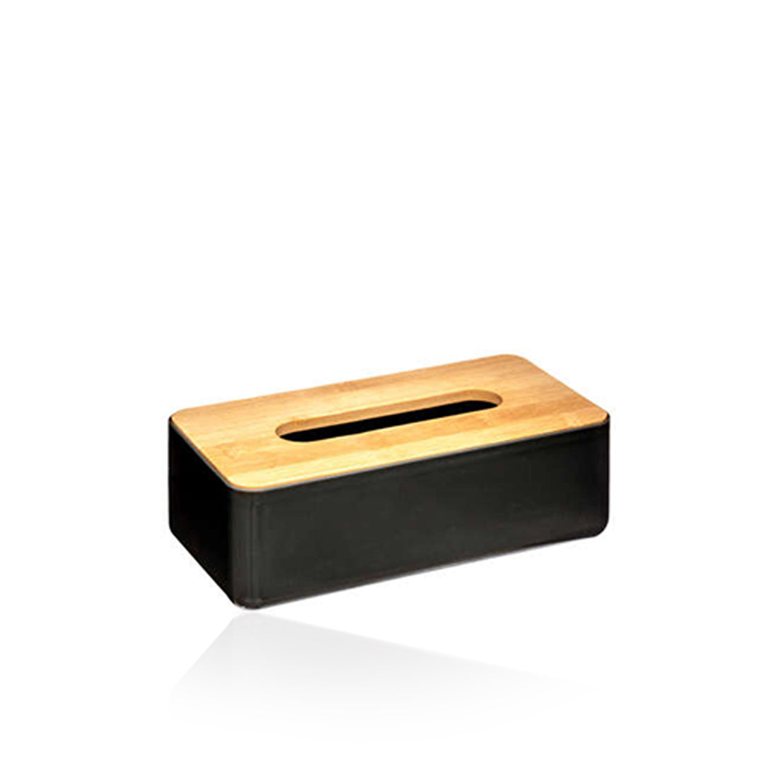 Caixa para Lenços Preta com Tampa em Bambu