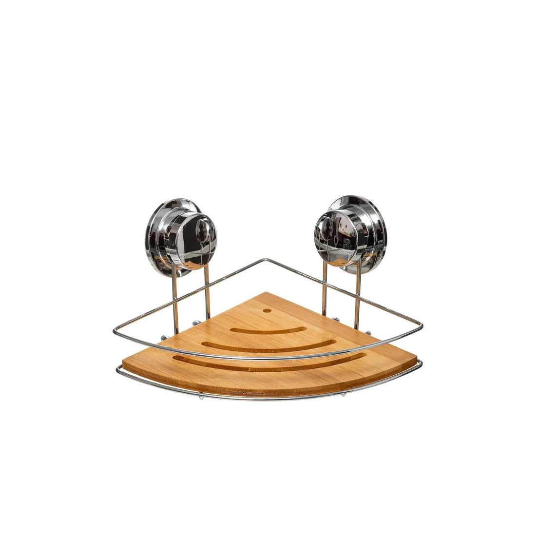 Soporte WC Rincón con Ventosas de Bambú y Metal