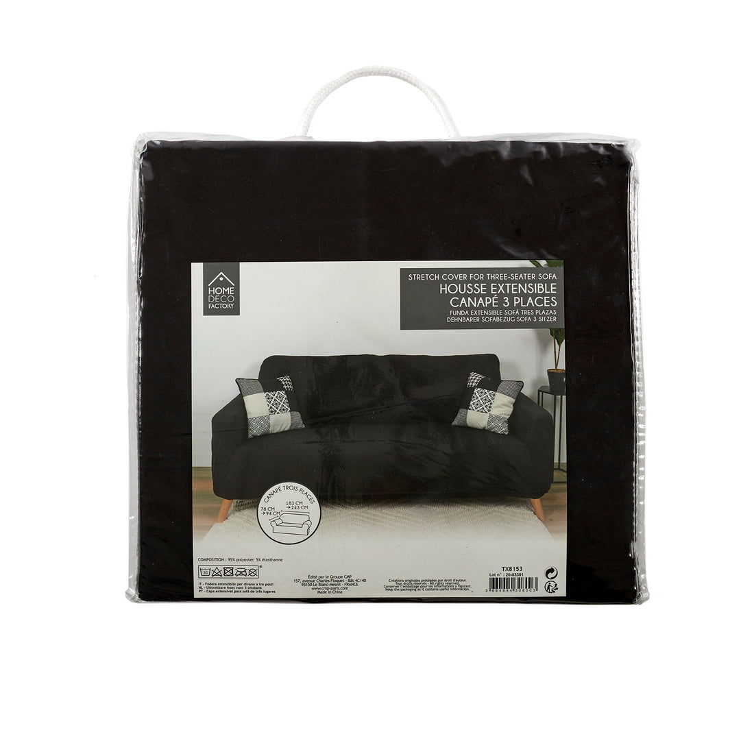 Funda Sofá 3 Plazas Extensible Negro