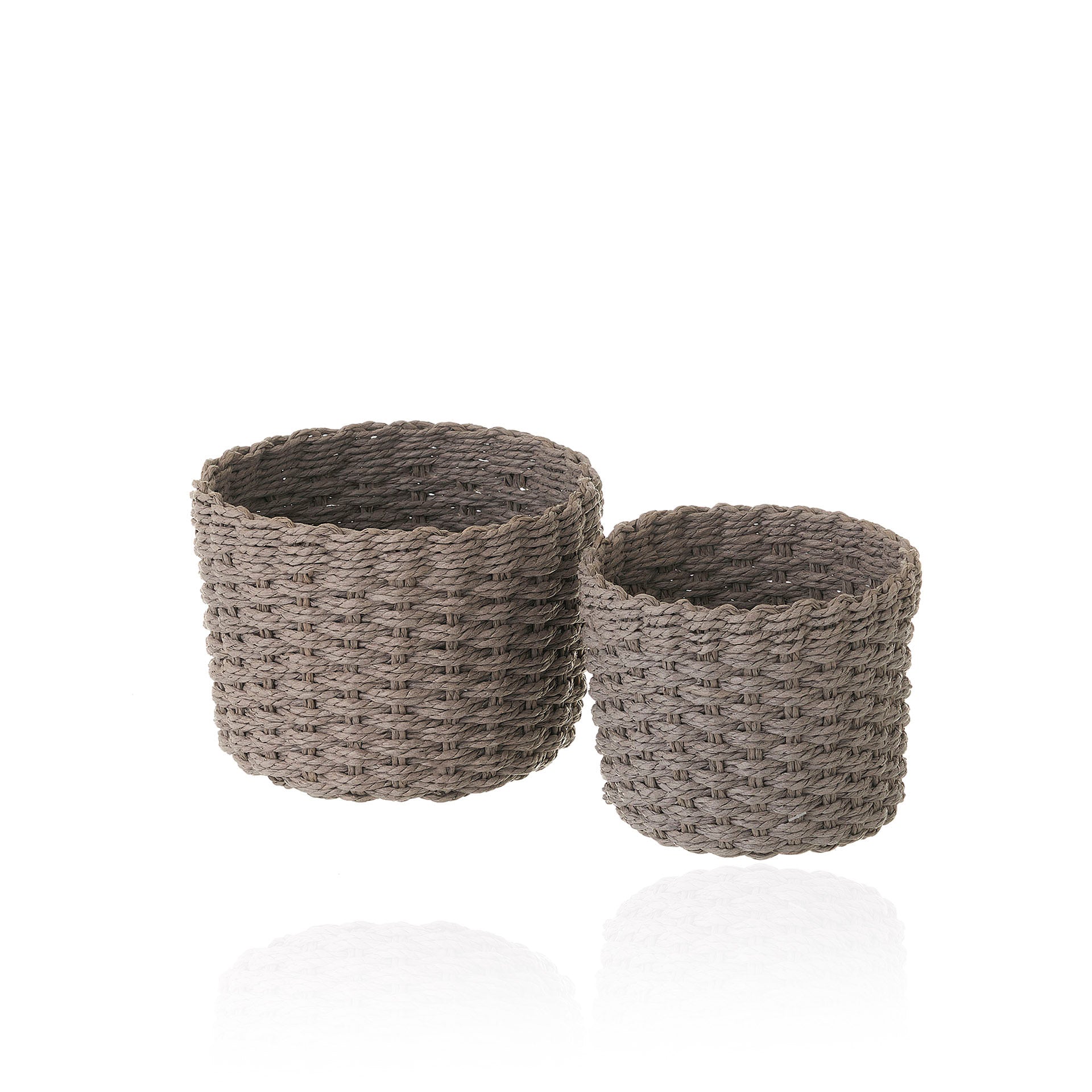 Conjunto 2 Cestas Redondas Cinza Papel Trançado