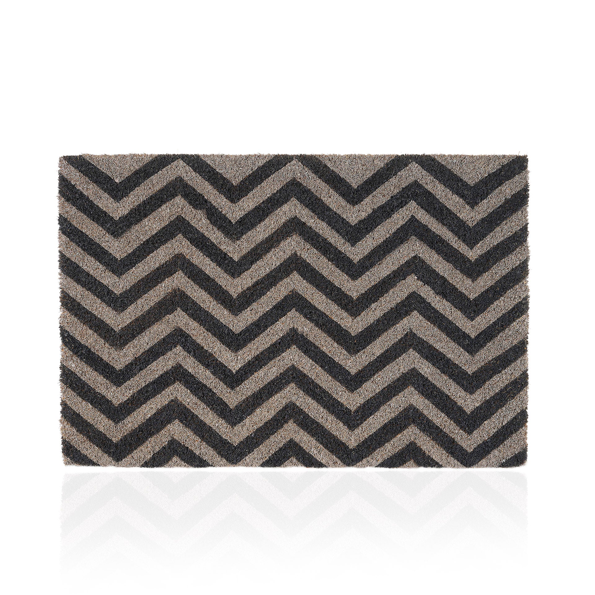 Tapete de Entrada Rectangular ZigZag Preto/Cinza