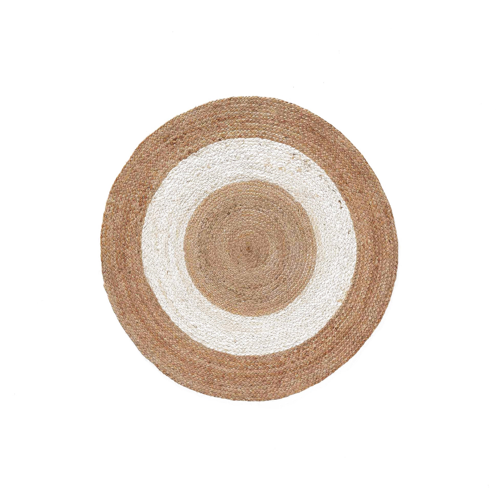 Tapete Redondo Juta Bicolor Salem Branco 90 cm