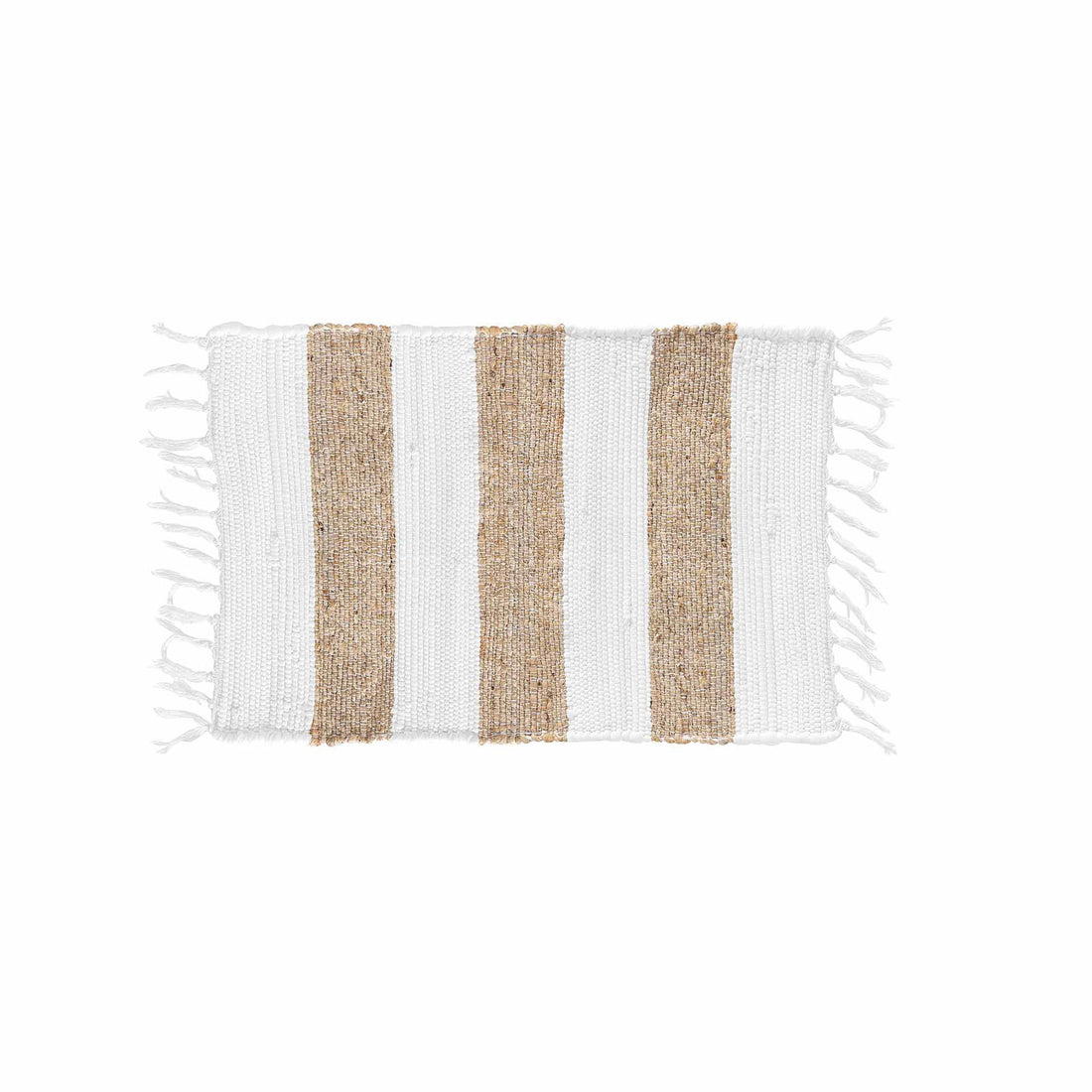 Tapete Rectangular com Franjas Juta e Poliéster Sagane 50 x 80 cm