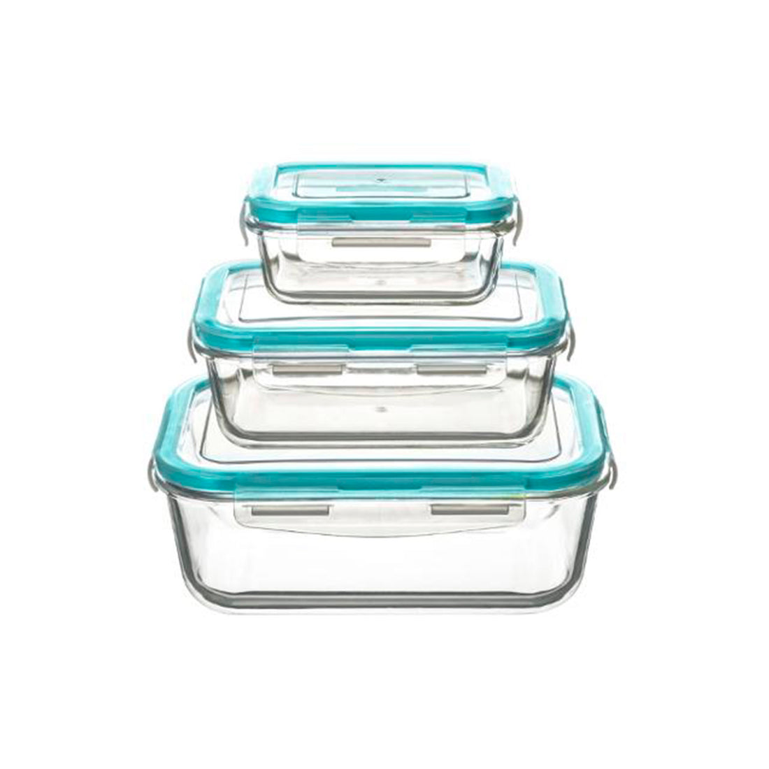 Conjunto 3 Caixas Rectangulares Vidro com Tampa Hermética