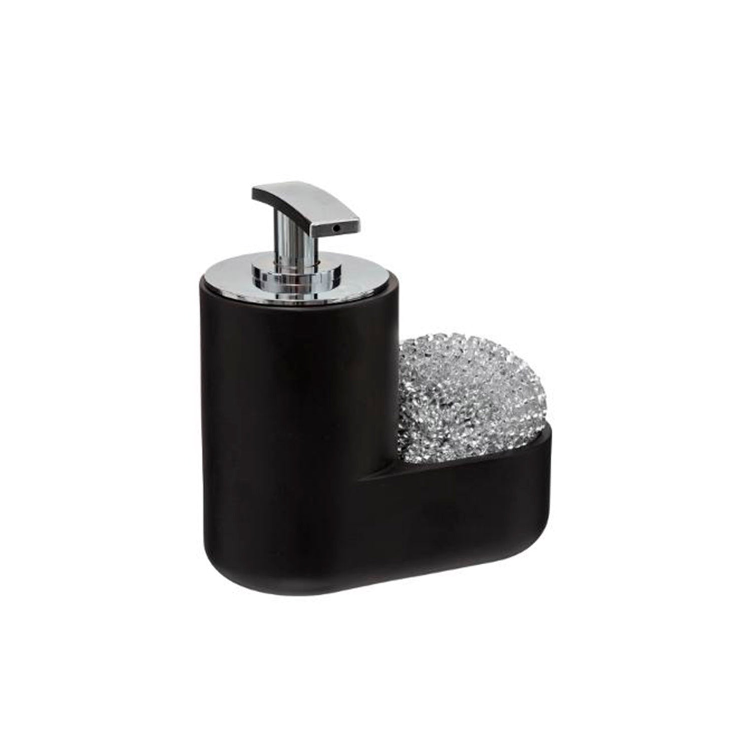 Dispensador de detergente para platos negro con soporte y mopa