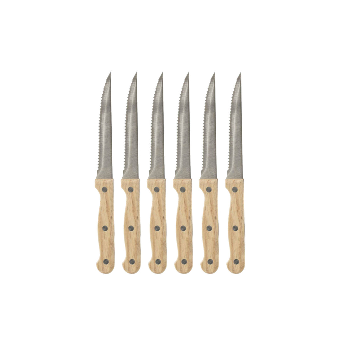 Conjunto 6 Facas para Bife Cabo Madeira