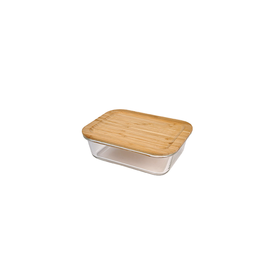 Caixa para Guardar Alimentos Rectangular Vidro Tampa Bambu 640 ml