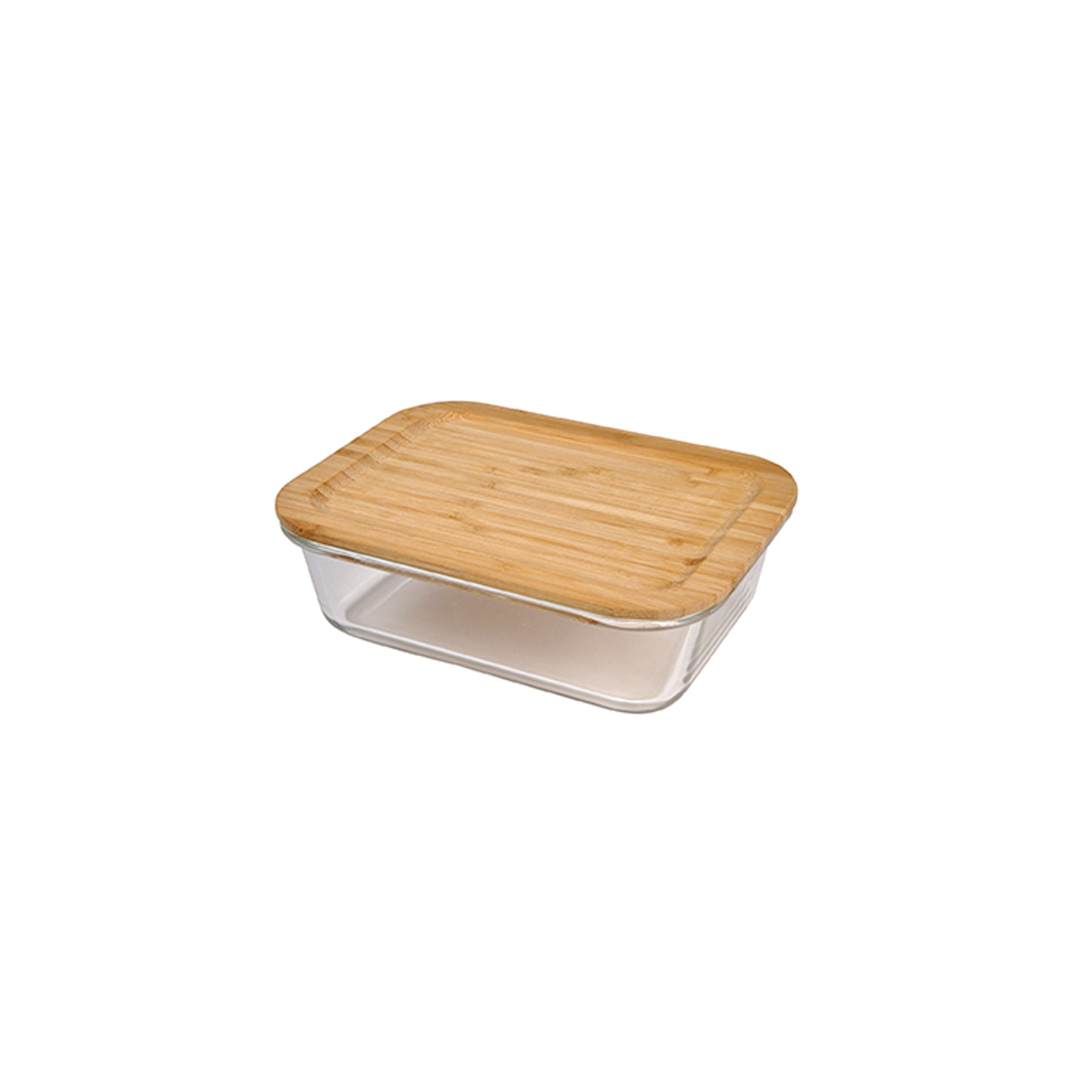 Caixa para Guardar Alimentos Rectangular Vidro Tampa Bambu 1520 ml