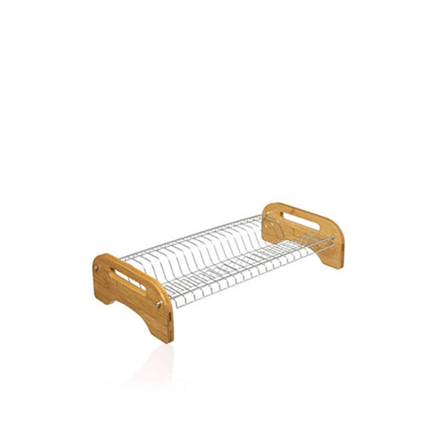 Escorredor de Pratos em Metal e Bambu