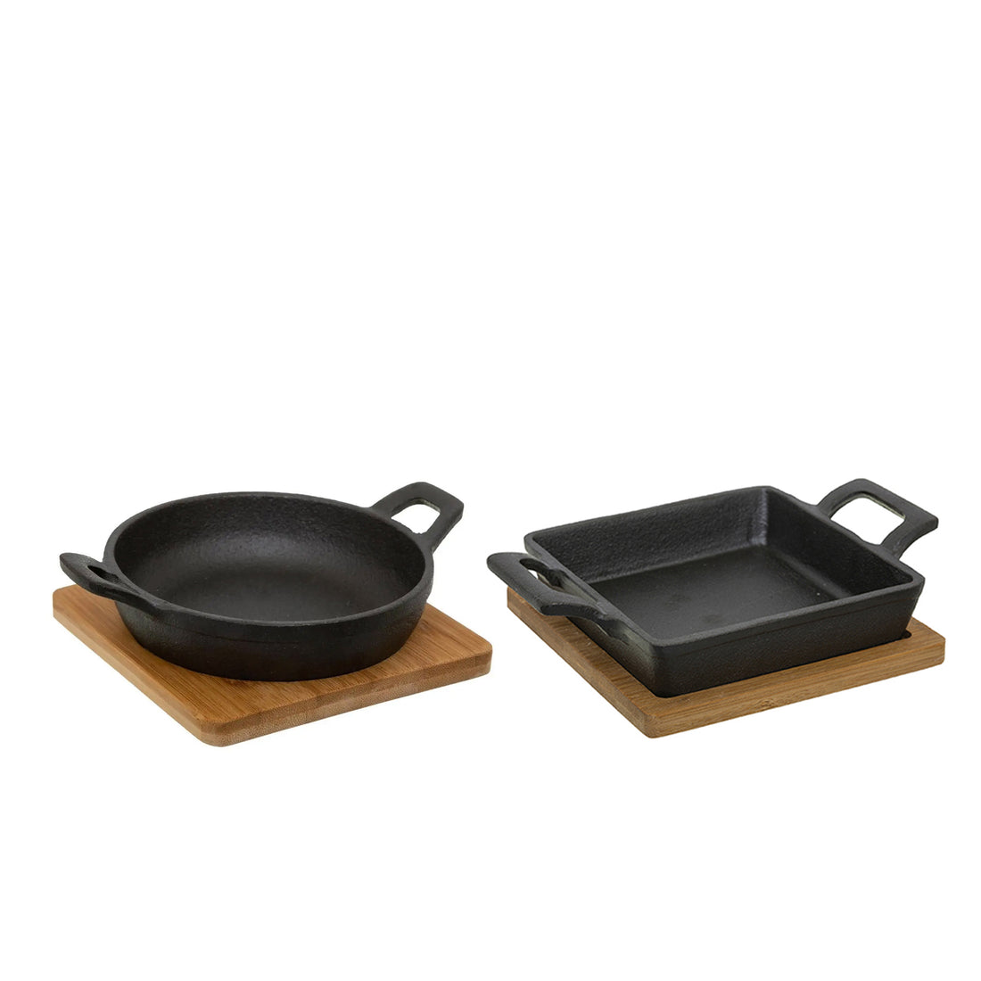 Asador de hierro fundido con base de bambú