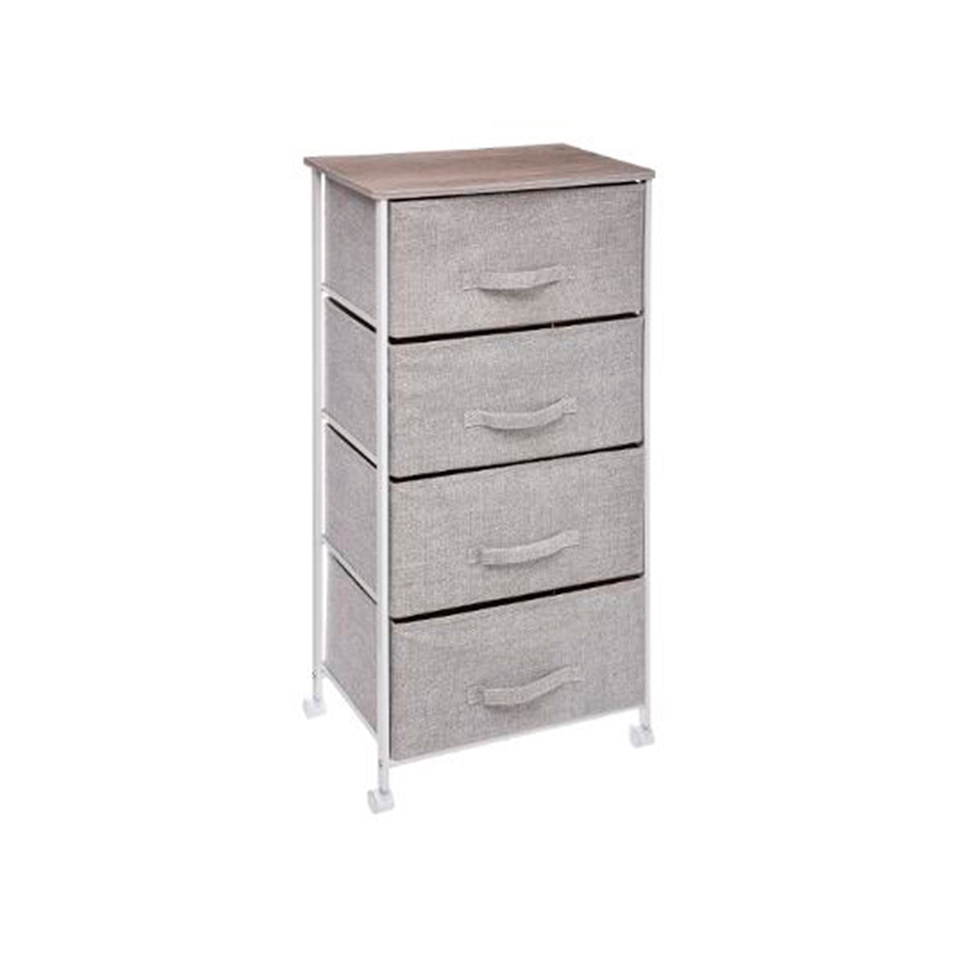 Cómoda 4 Gavetas com Rodas Cinza Claro