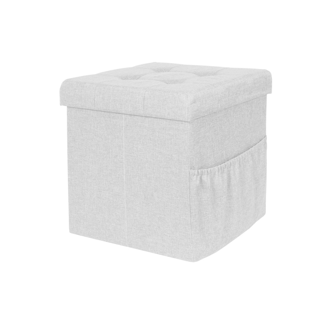 Puff com Arrumação Bege Tampo Capitoné