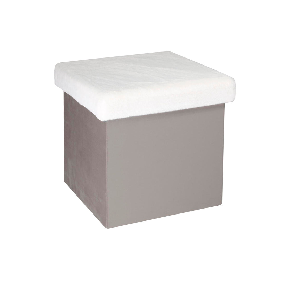 Puff com Arrumação Infantil Cinza Tampo Branco