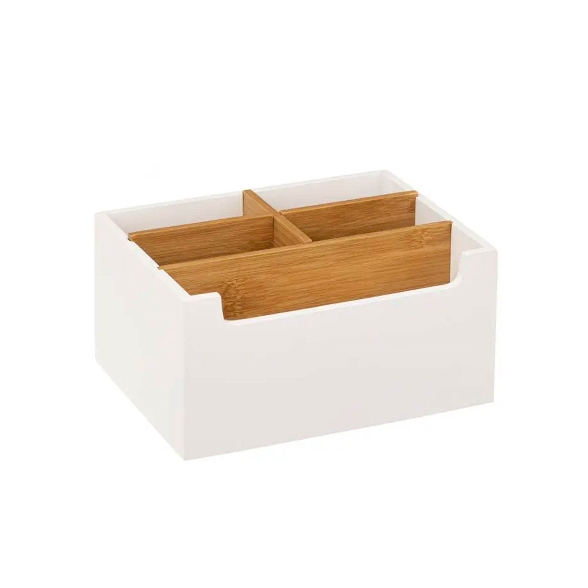 Organizador Bambu Branco com 5 Divisórias