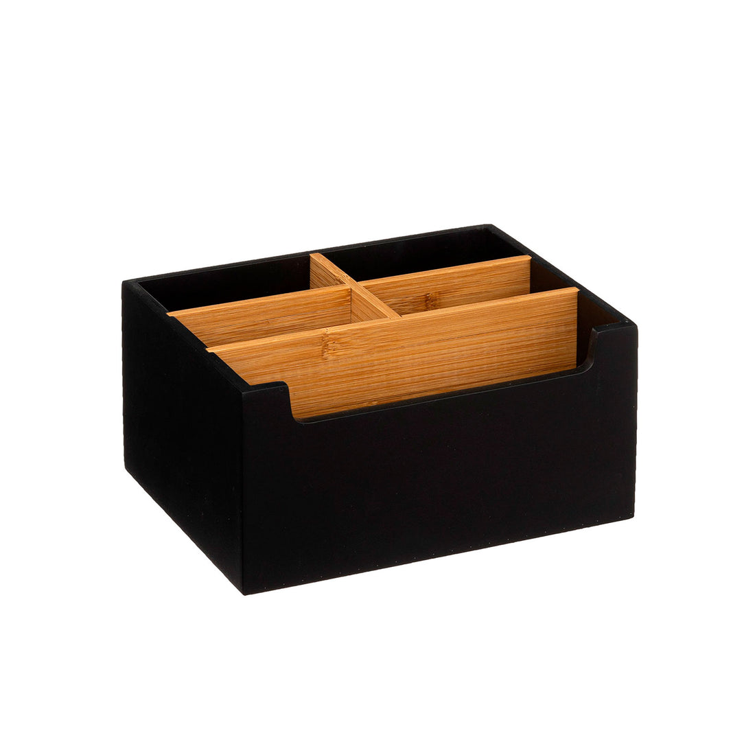 Organizador de Bambú Negro con 5 Divisiones