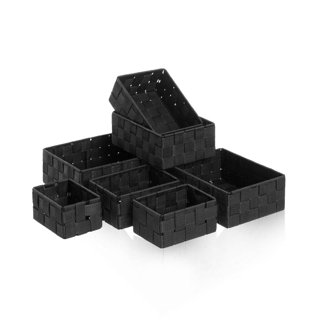 Juego de 7 cestas de almacenamiento negras