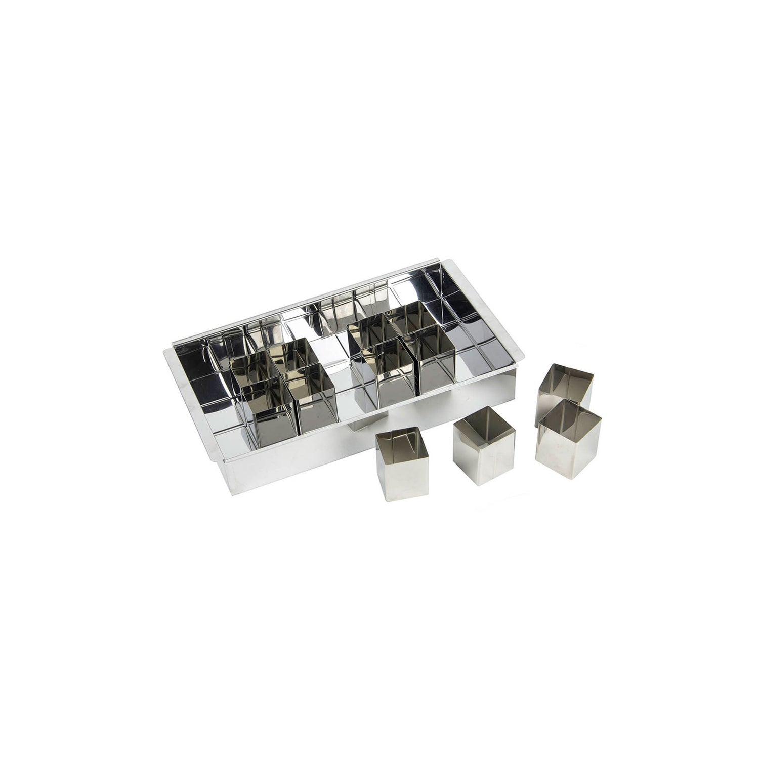 Formas de Bolo Formato Cubo Aço Inox 12 un