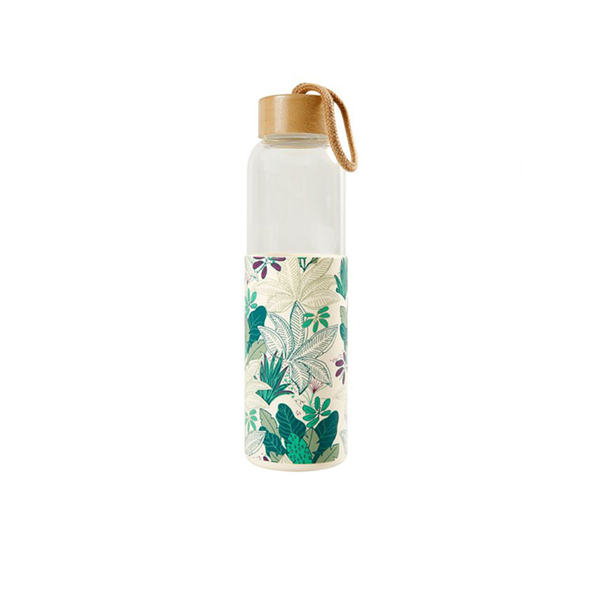 Garrafa Vidro Fundo Silicone "Jungle" 550 ml