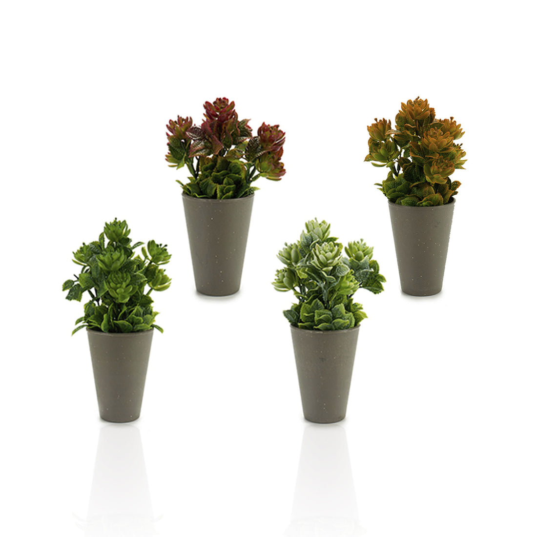 Florero Gris con Planta Artificial