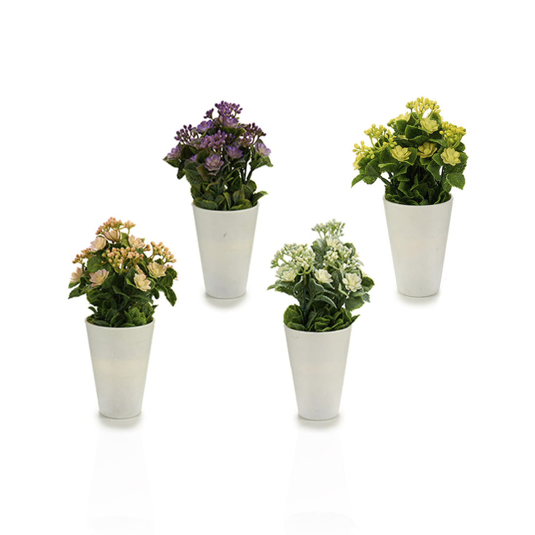 Vaso Branco com Flor Artificial Bolinhas