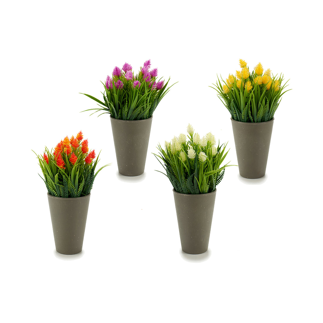 Jarrón gris con flor de espiga artificial