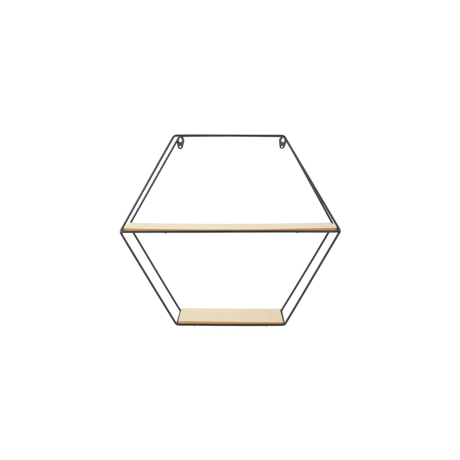 Prateleira de Parede Hexagonal Metal Preto