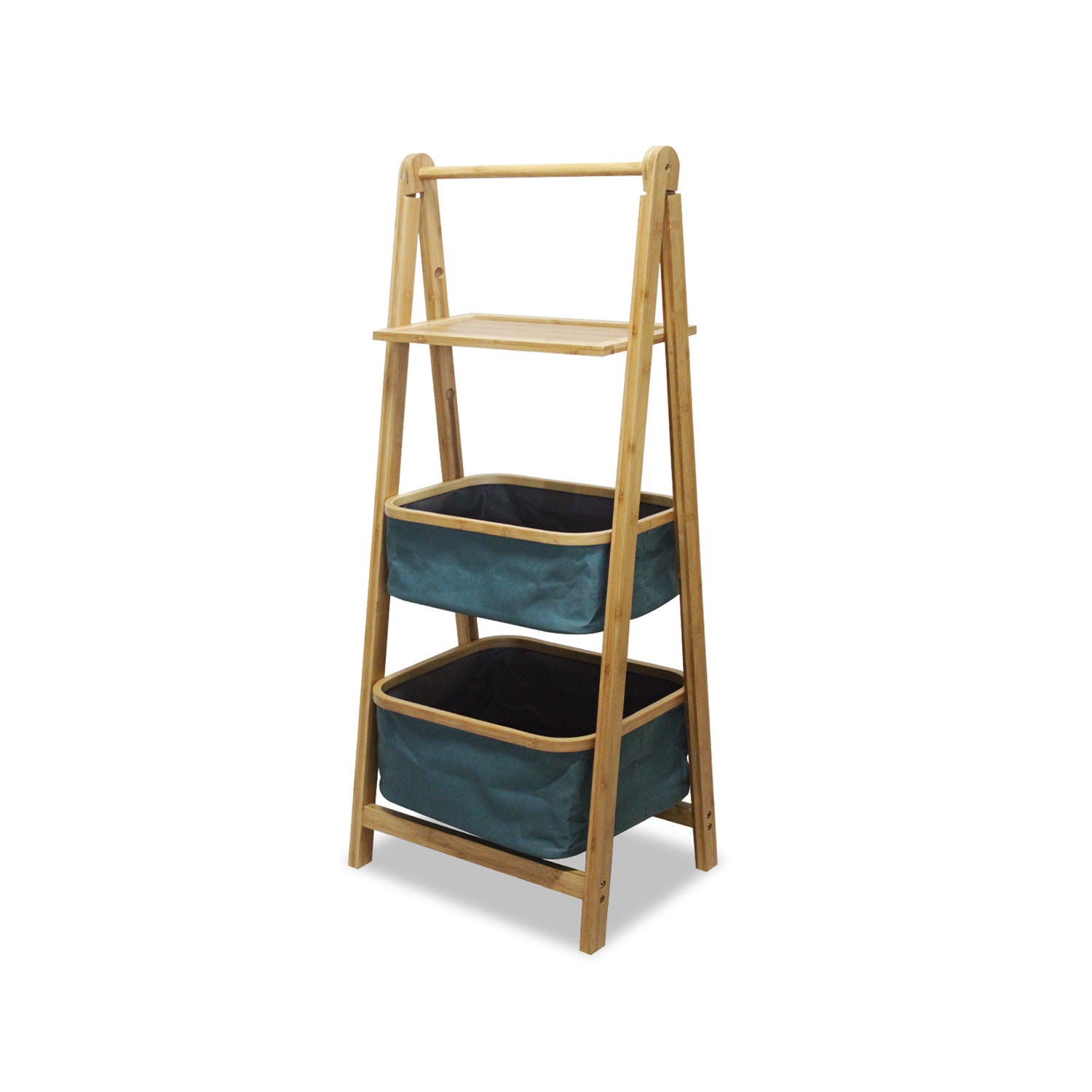 Librería de bambú con 2 cestas