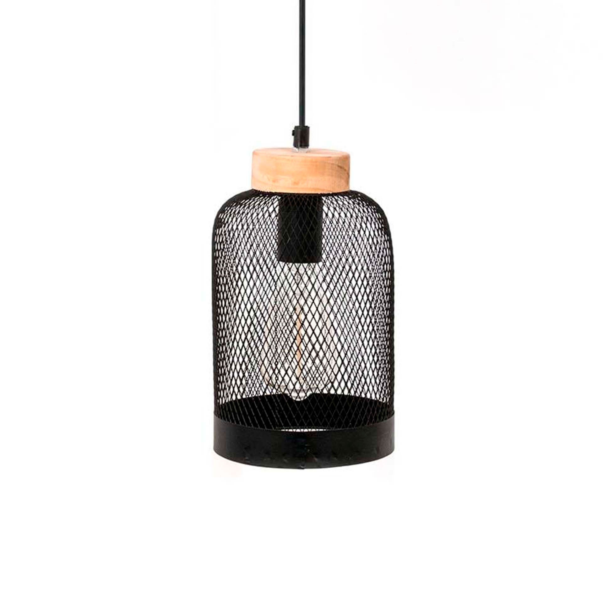 Lámpara de Techo Metal Alambre Negro Forma Campana
