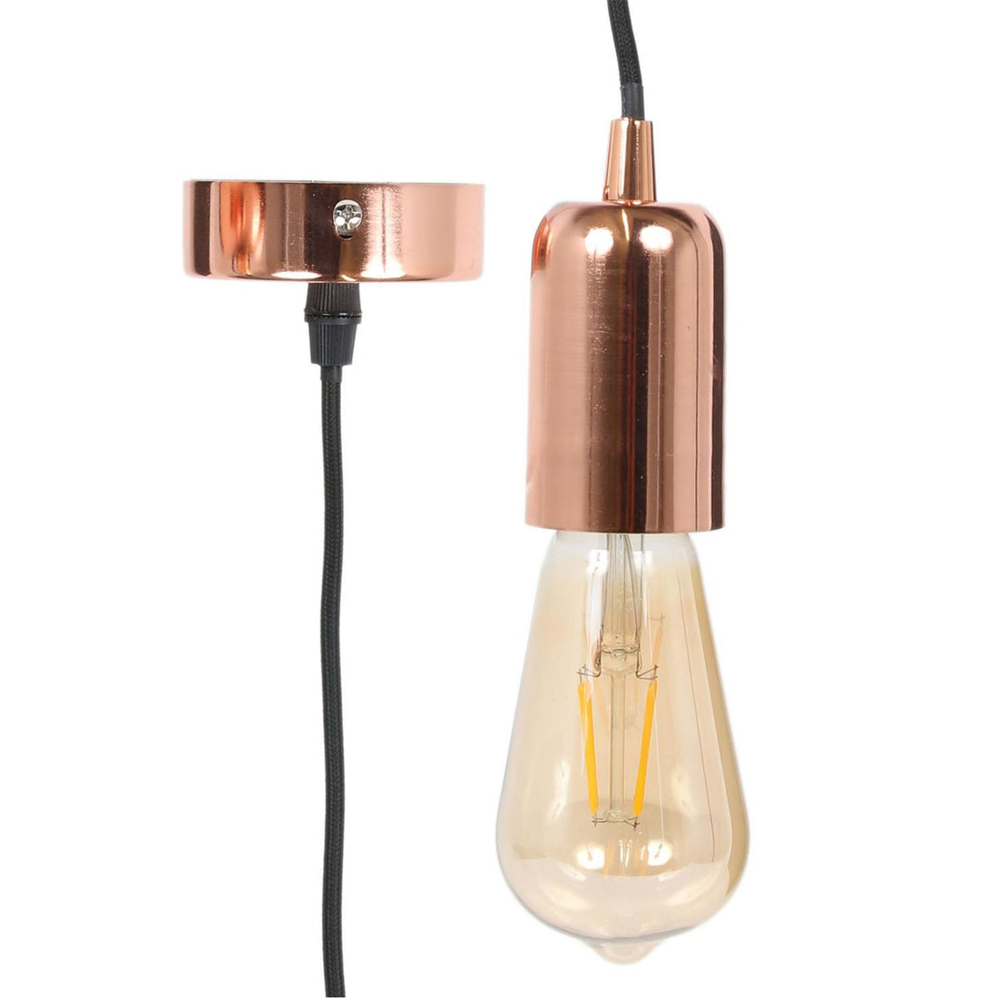 Plafón Cobre con Cable Negro