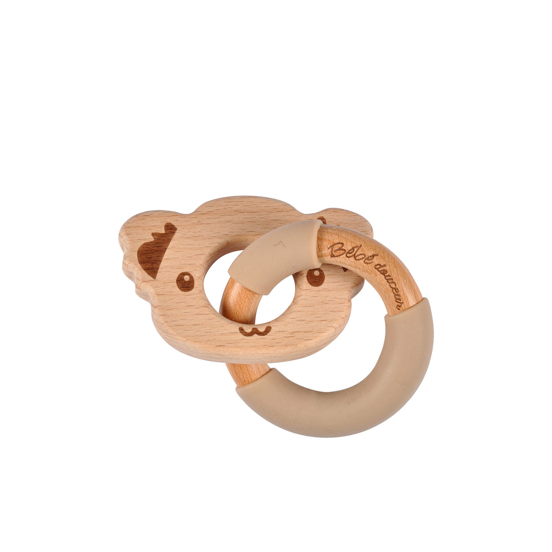 Brinquedo Didático Koala Anel Duplo em Madeira e Silicone