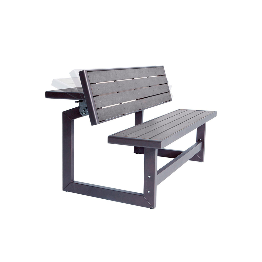 Banco de Jardim Cinza Conversível em Mesa