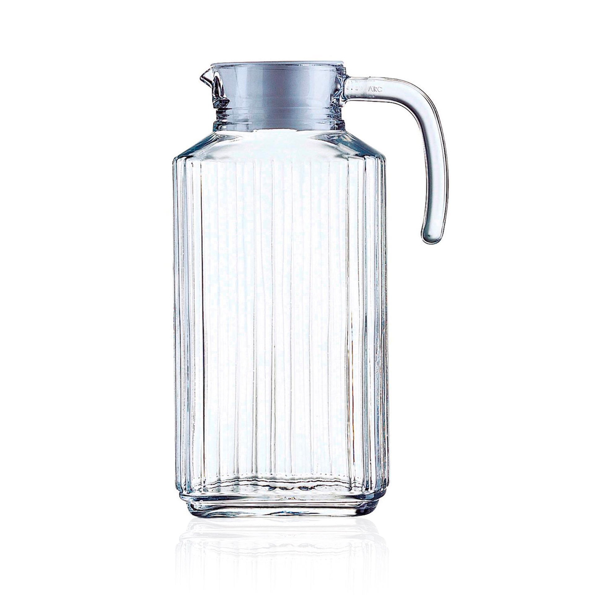 Jarro Água com Tampa Vidro Quadro 1,7 L