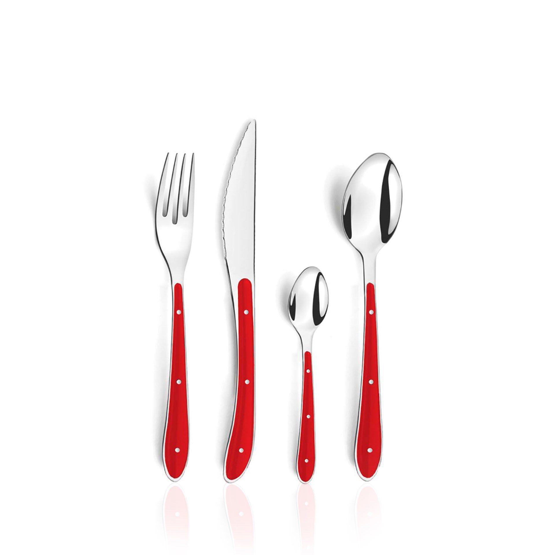 Faqueiro 24 Peças Aço Inox Bistro 1-2-3 Vermelho
