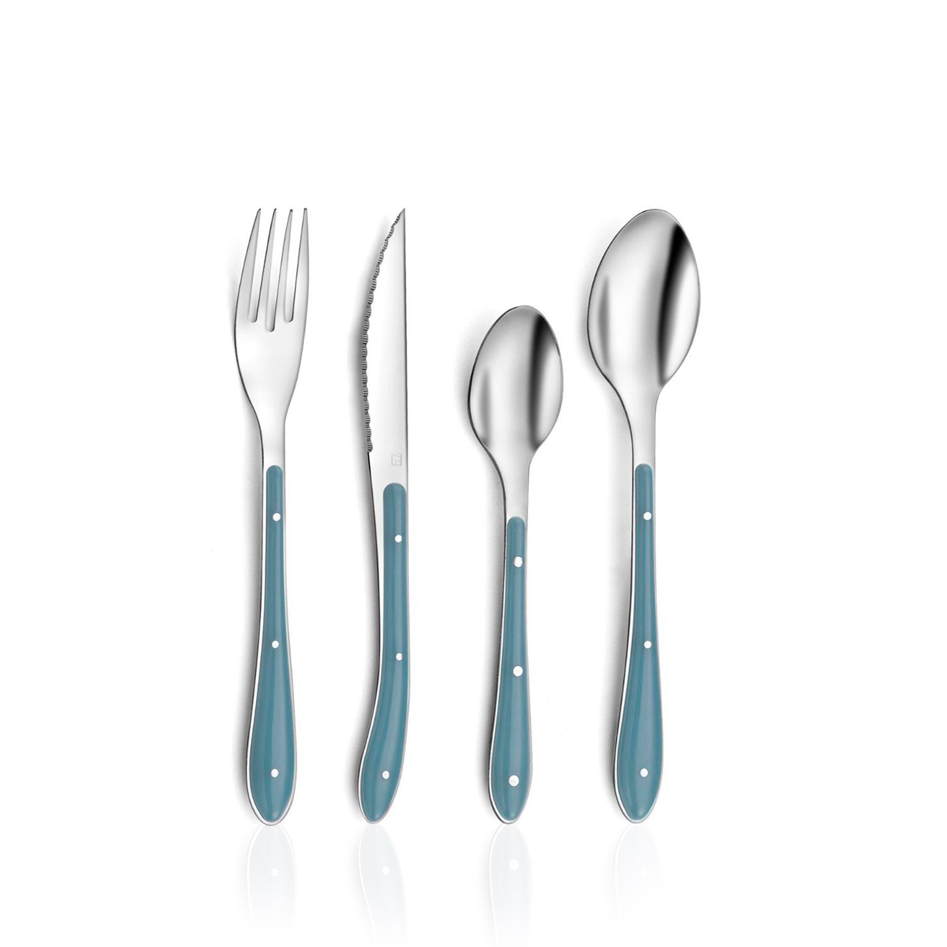 Faqueiro 24 Peças Aço Inox Bistro 1-2-3 Azul