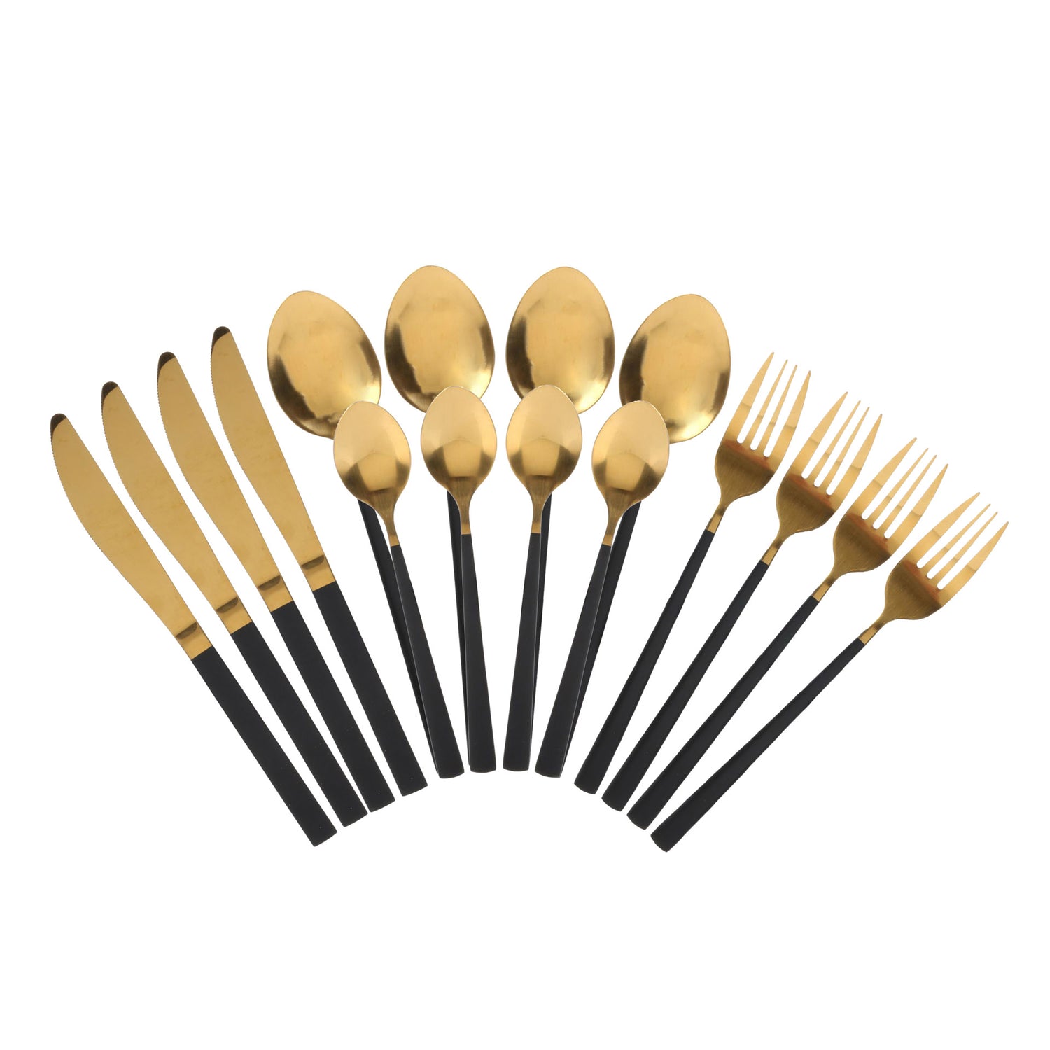 Cubiertos 16 Cubiertos Capa Dorada Negro