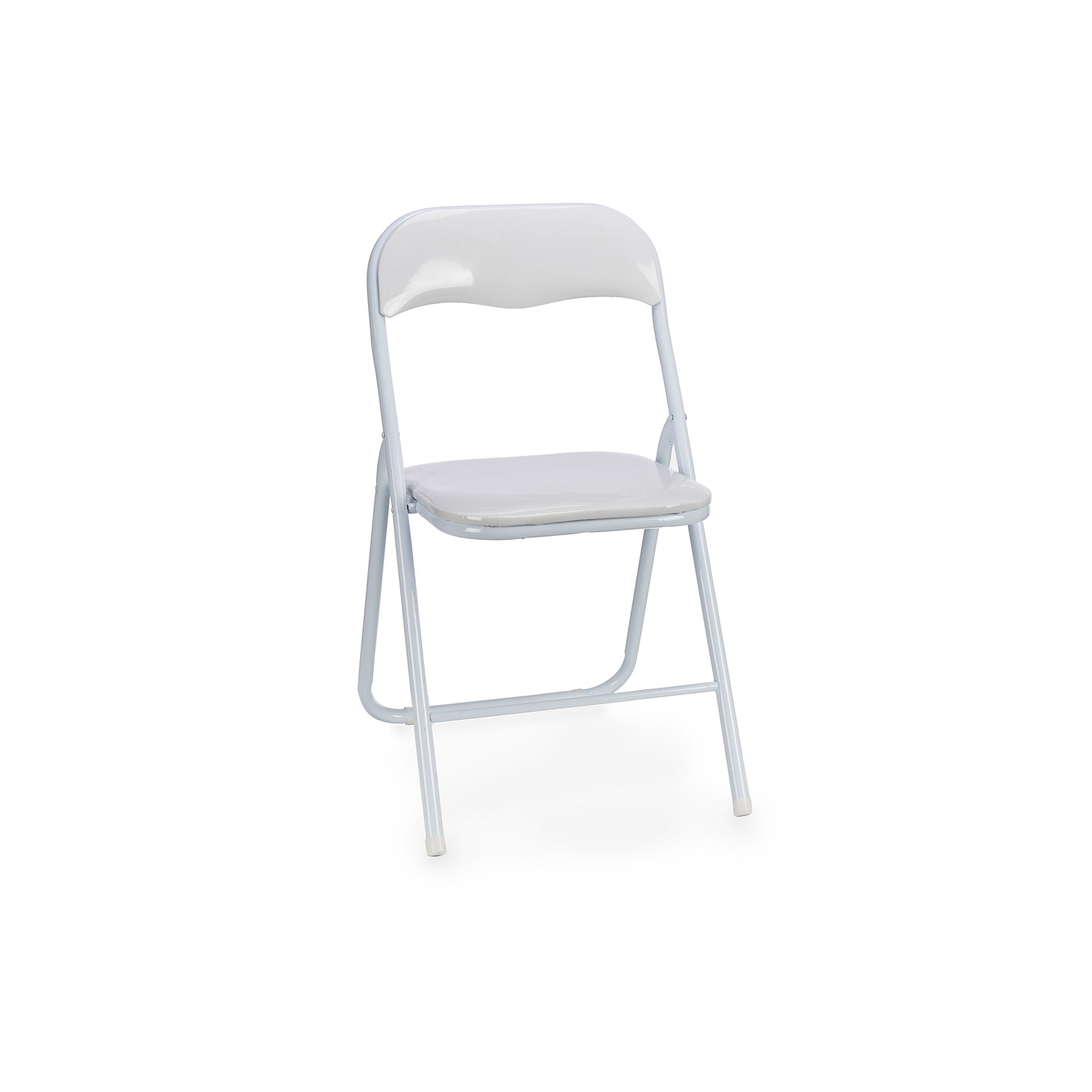 Silla plegable blanca brillante