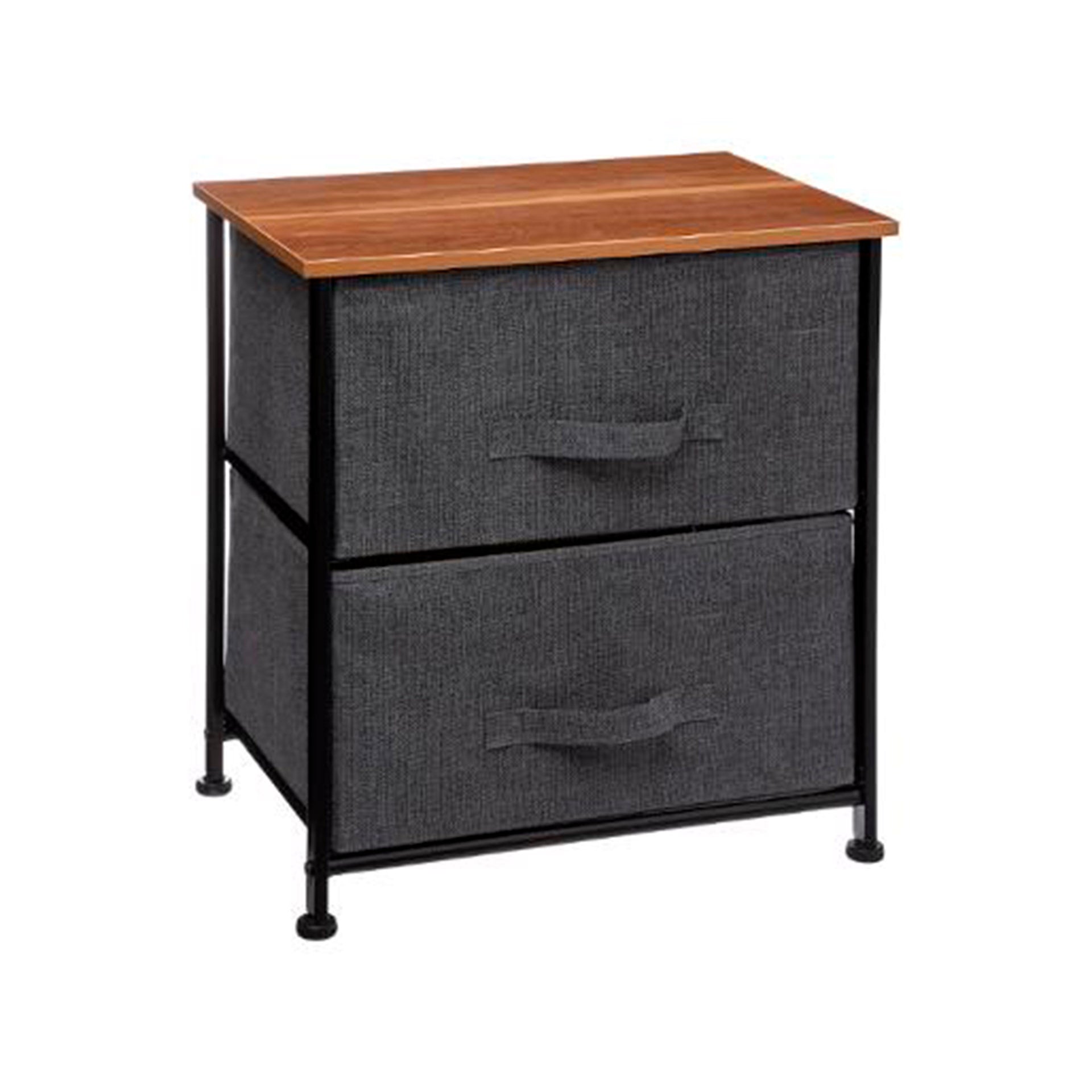 Mesa de Cabeceira 2 Gavetas Cinza Escuro