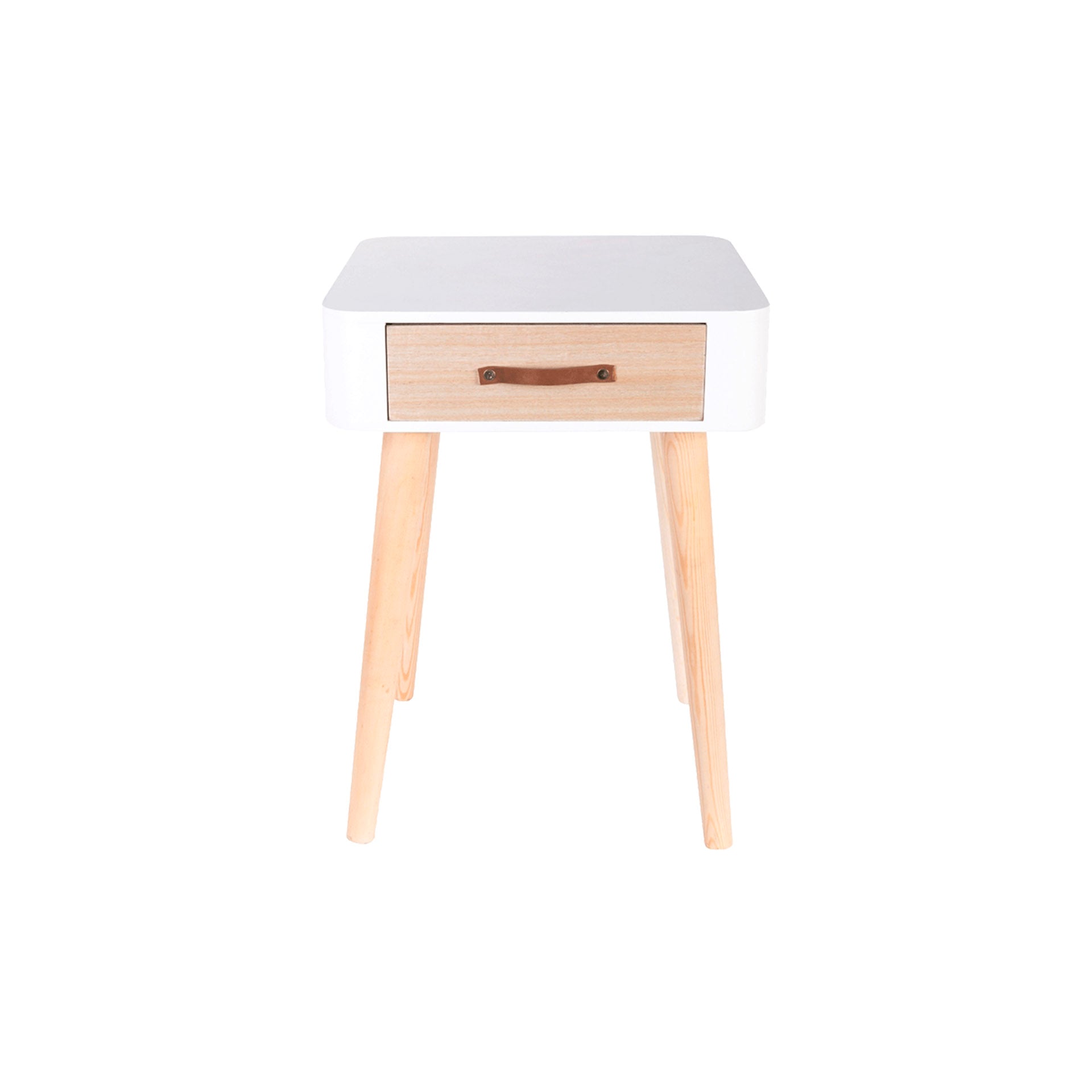 Mesa de Cabeceira Quadrada 1 Gaveta Branca