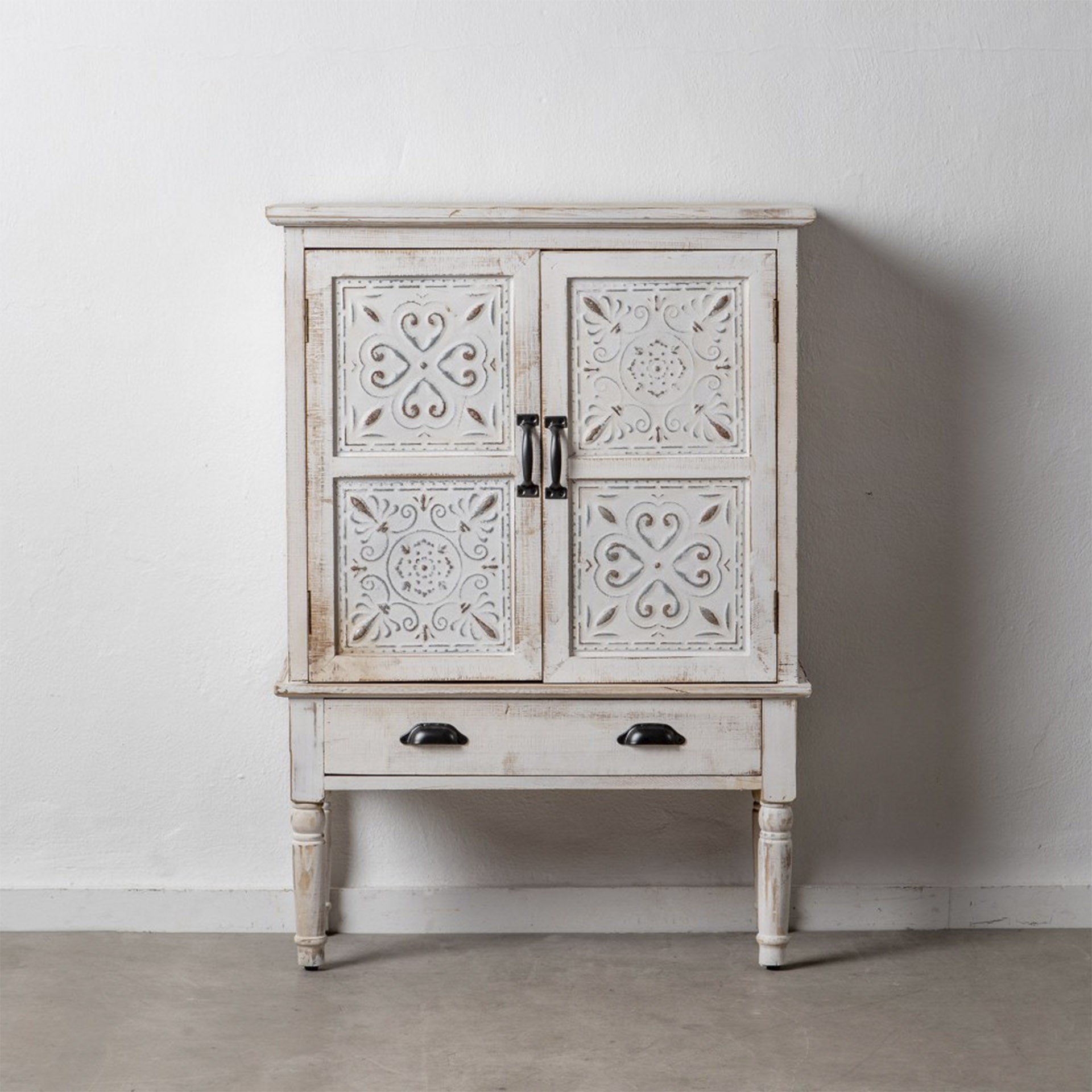 Mueble vintage blanco con 2 puertas