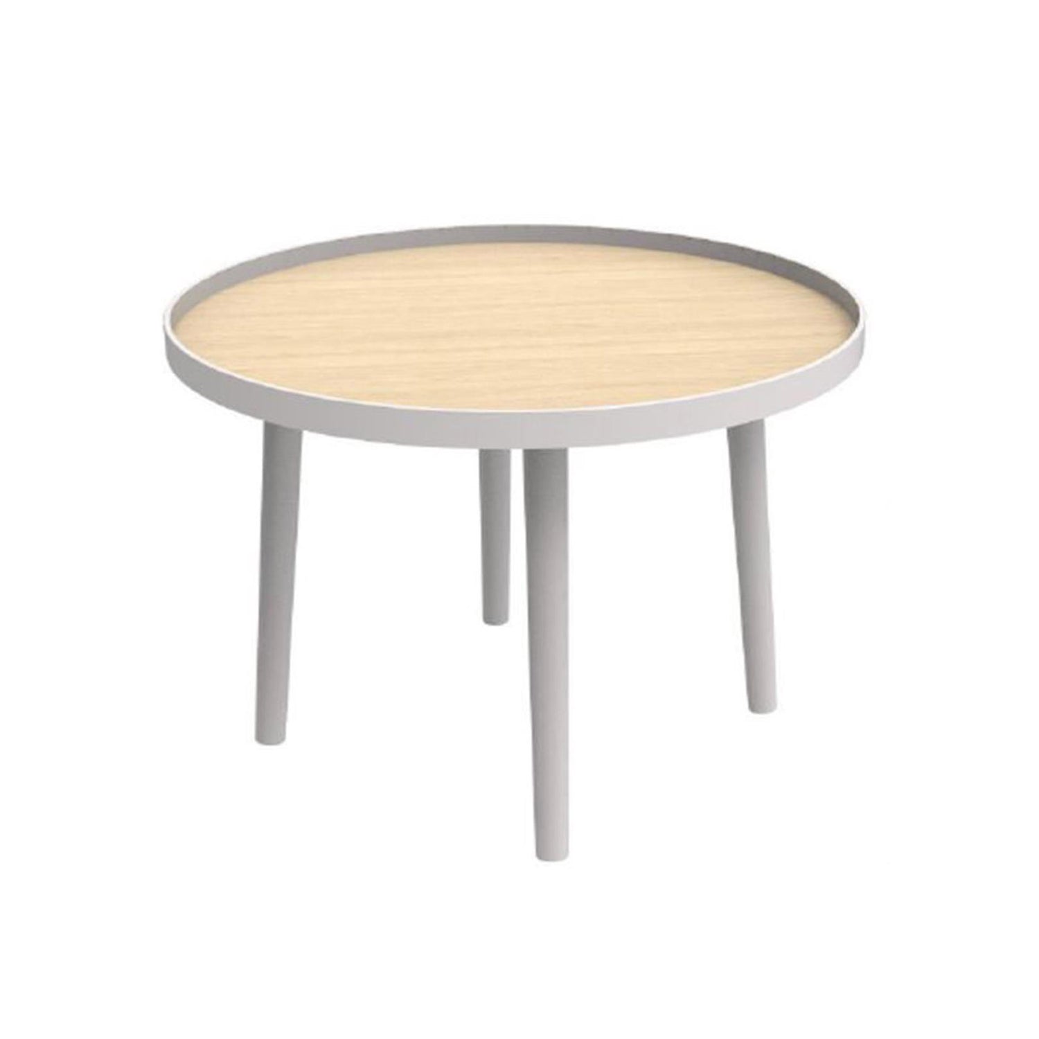 Mesa de Apoio Redonda Branco/Natural Macha