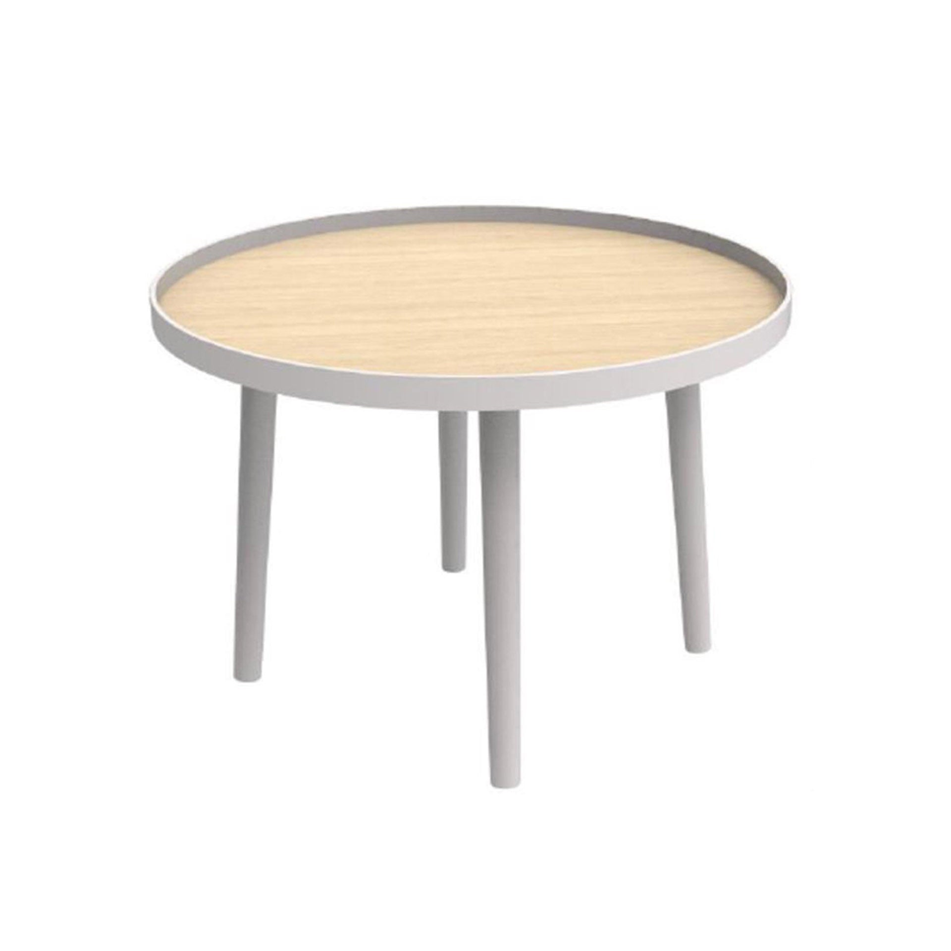 Mesa de Apoio Redonda Branco/Natural Macha