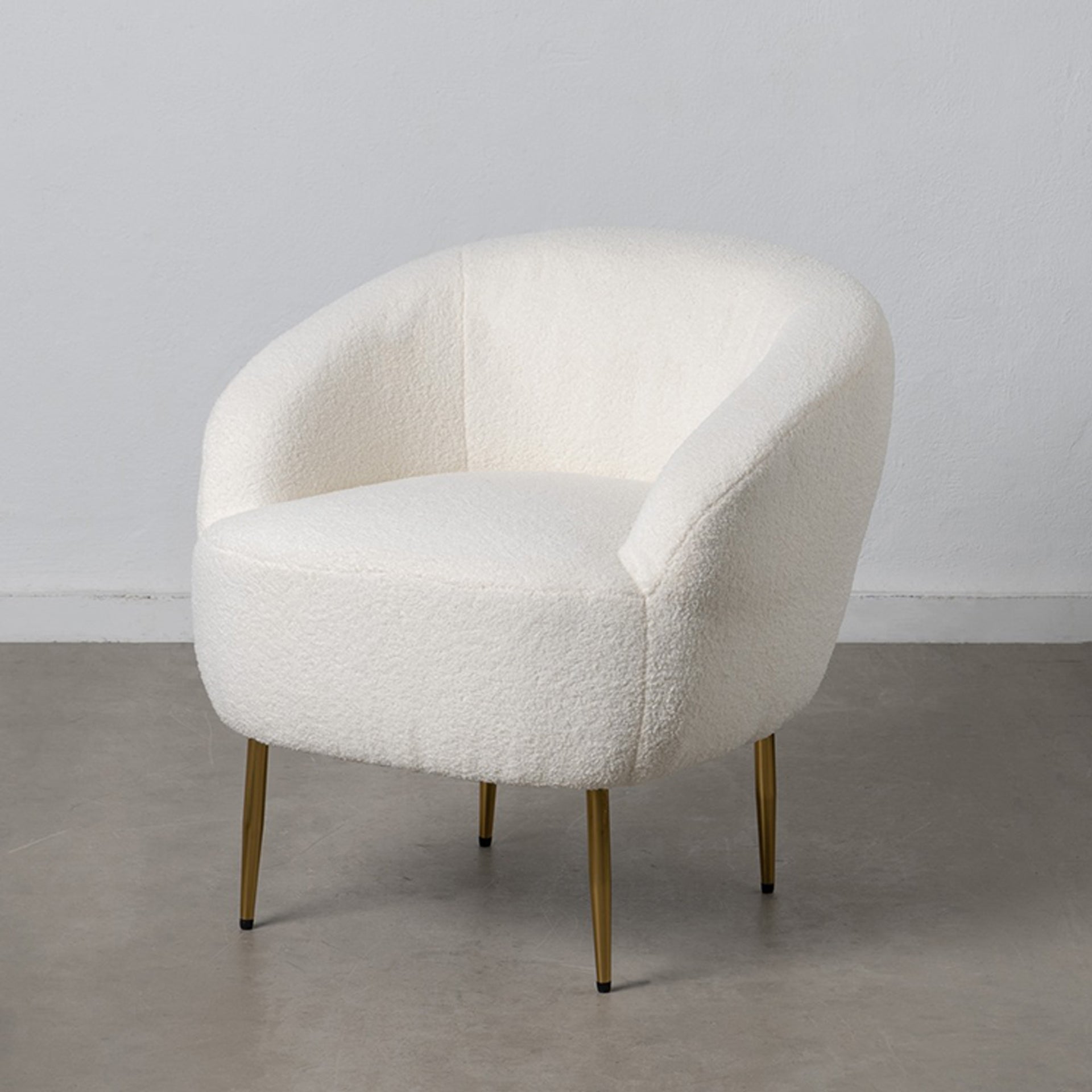 Poltrona Tecido Branco e Estrutura Metal